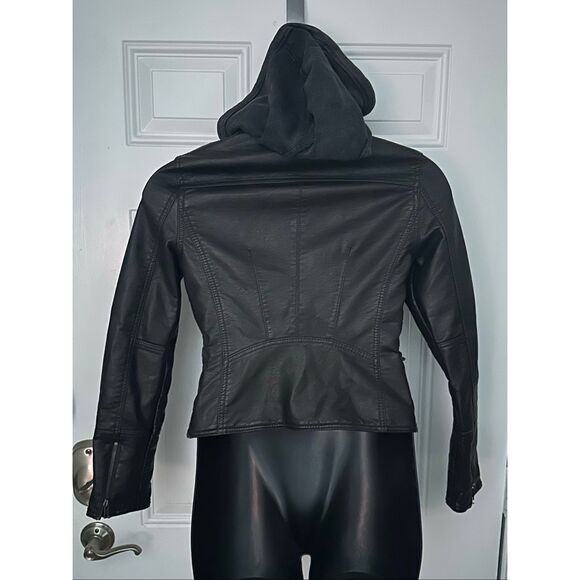 NWOT Free People We The Free Women's Black Vegan Leather Biker Moto Jacket Small - Picture 3 of 12